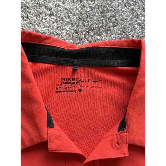 Nike Golf Standard Fit  Short Sleeve Mens Size Large Dri Fit‎ Polo Orange/Red - Picture 4 of 7